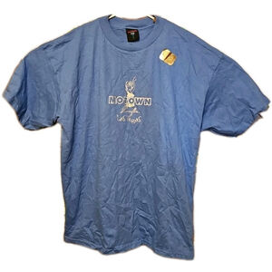VTG Motown Cafe Las Vegas Blue Silver Foil Graphic Shirt 2XL USA Made New W Tags